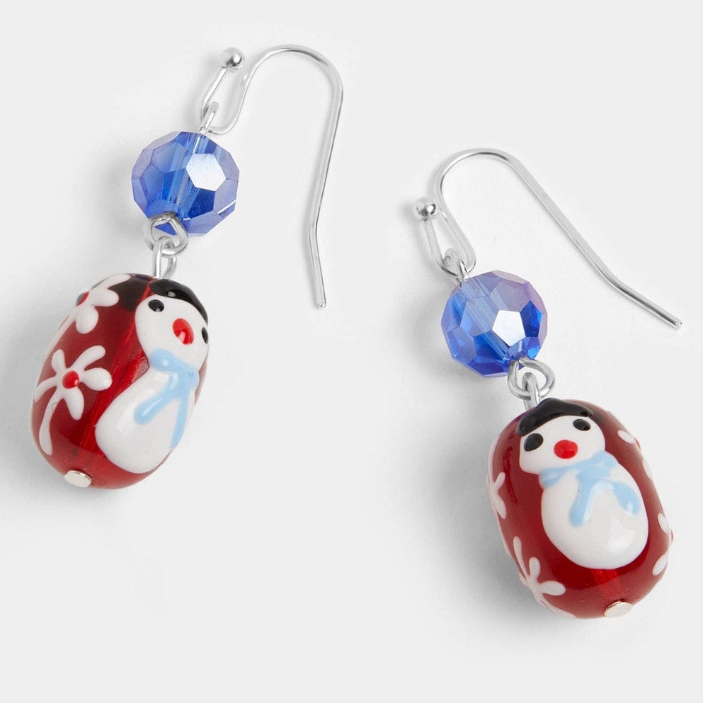 Snowman Bead Earring - Christmas